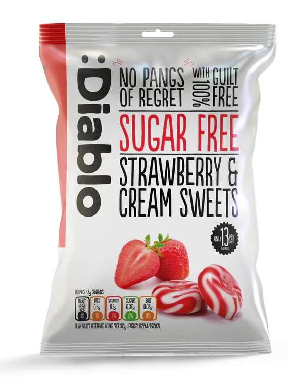 Diablo Sugar Free Strawberry & Cream Sweets 75gm